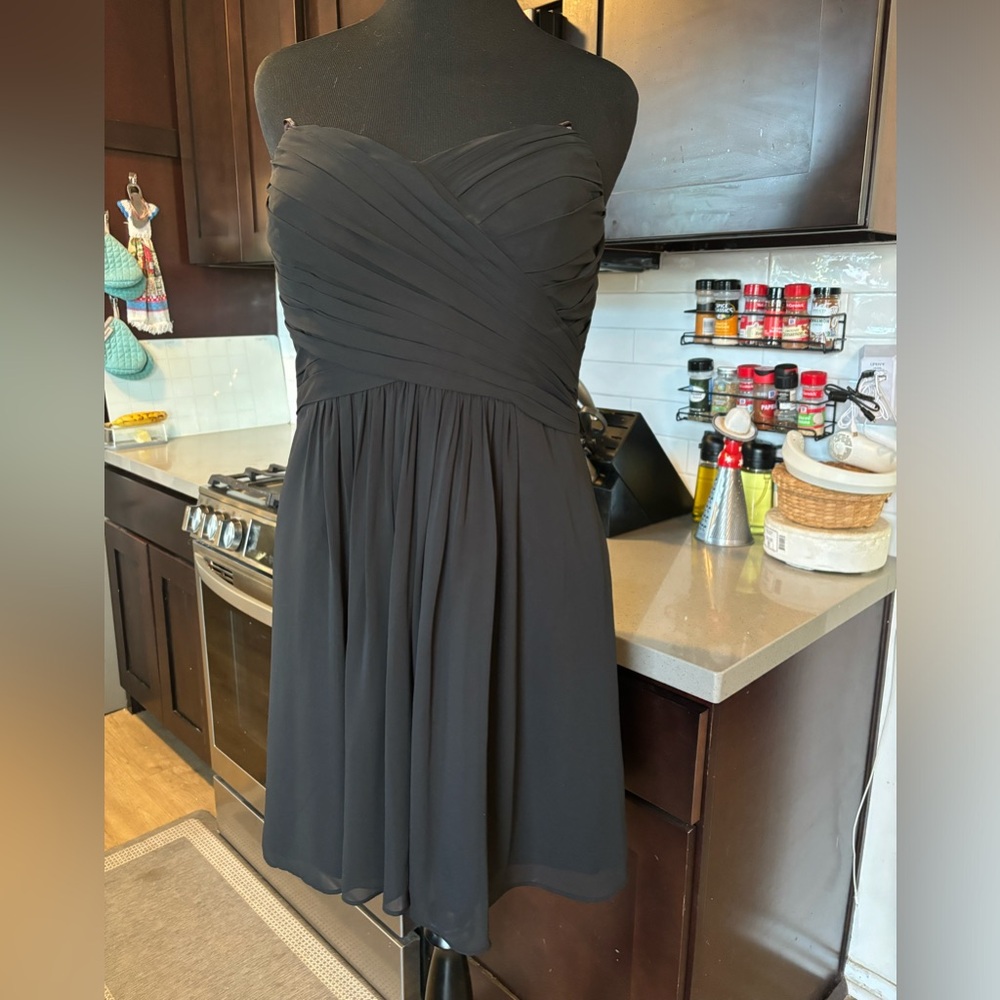 Cute flowy short, strapless black dress